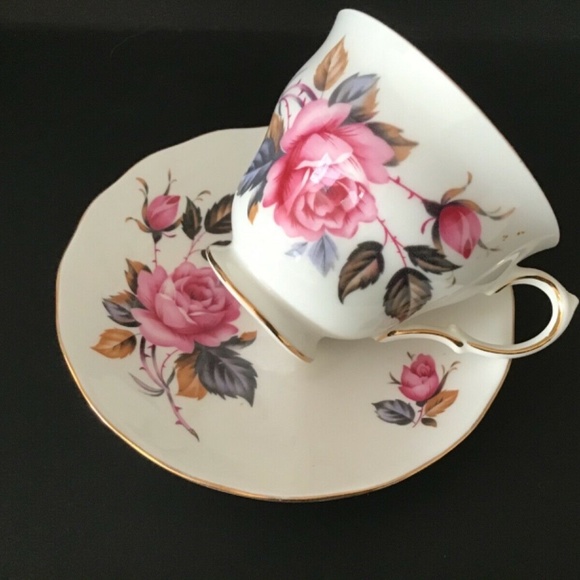 FLORAL Pink GOLD SAUCER & TEA CUP - Picture 1 of 9